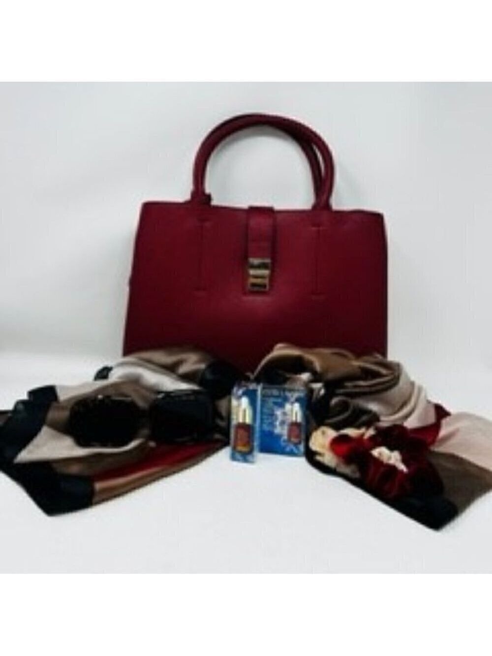 6 pc set- Estee Lauder Night Repair Serum, Red Vegan Leather tote and more!